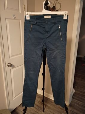 Level 99 Teal Slim Ankle Pants with Zip Pockets
